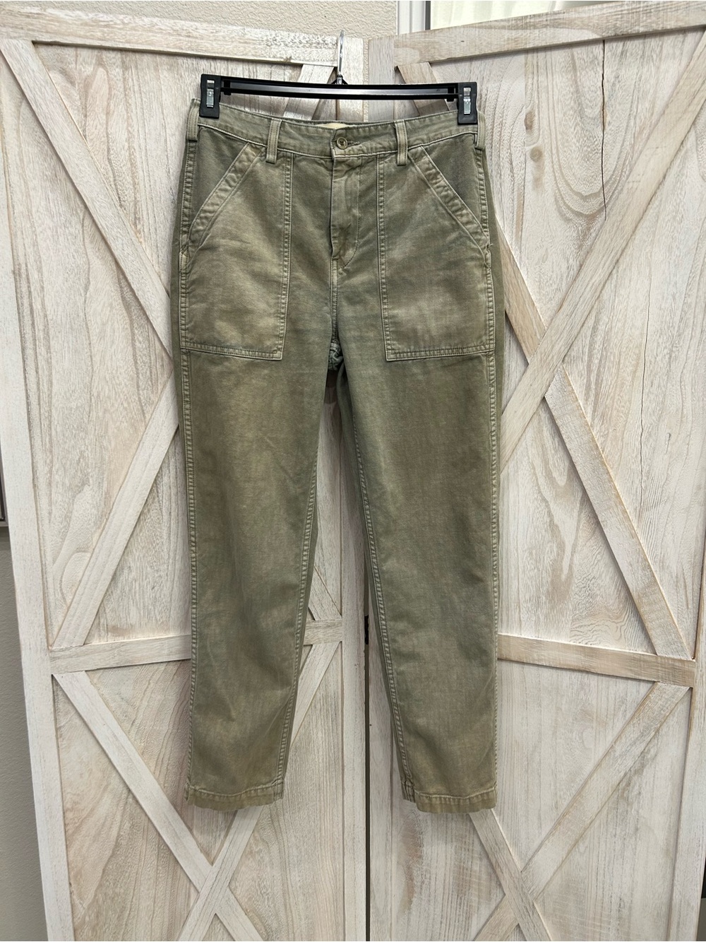 Straight-Leg Olive Green Utility Pants for Women